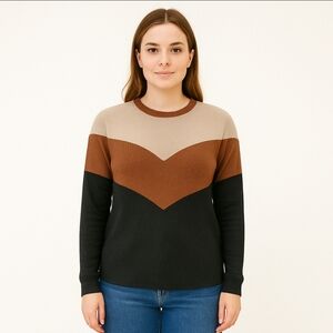 Shein Colorblock Chevron Stretch Sweater Sz Sm